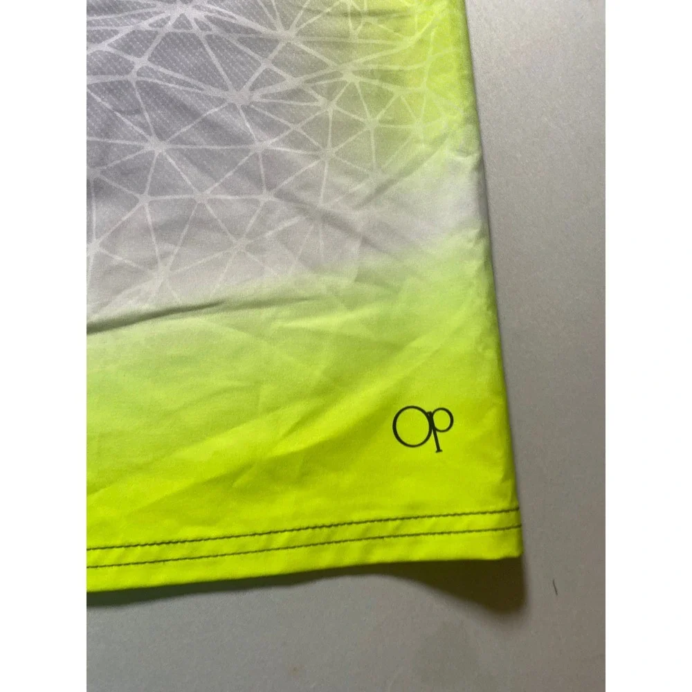 Ocean Pacific OP Mens Board Shorts Acid Yellow Grey Geometric 4-Way Stretch 38